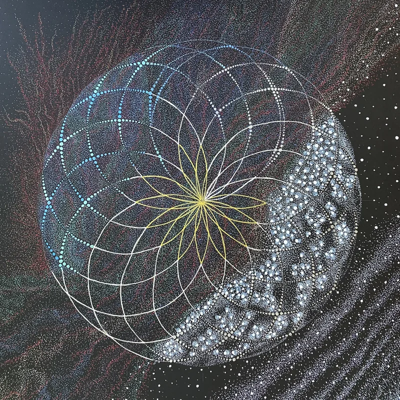 The Sea of Hatōzu — Energy of the White Dragon — Phenomenological Introspection Mandala Art by Chikako